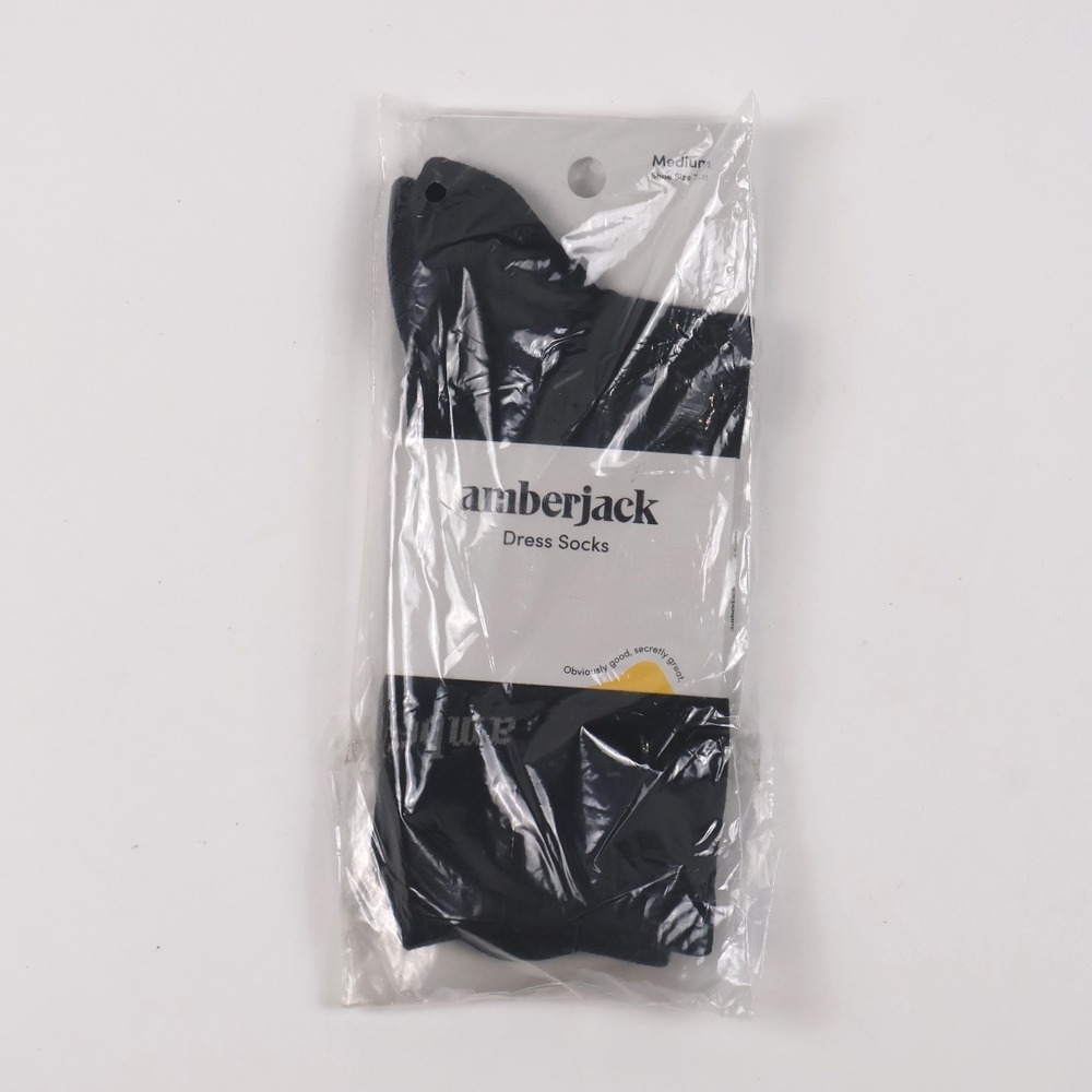 Amberjack Dress Socks Obsidian Black Solid Medium NWT